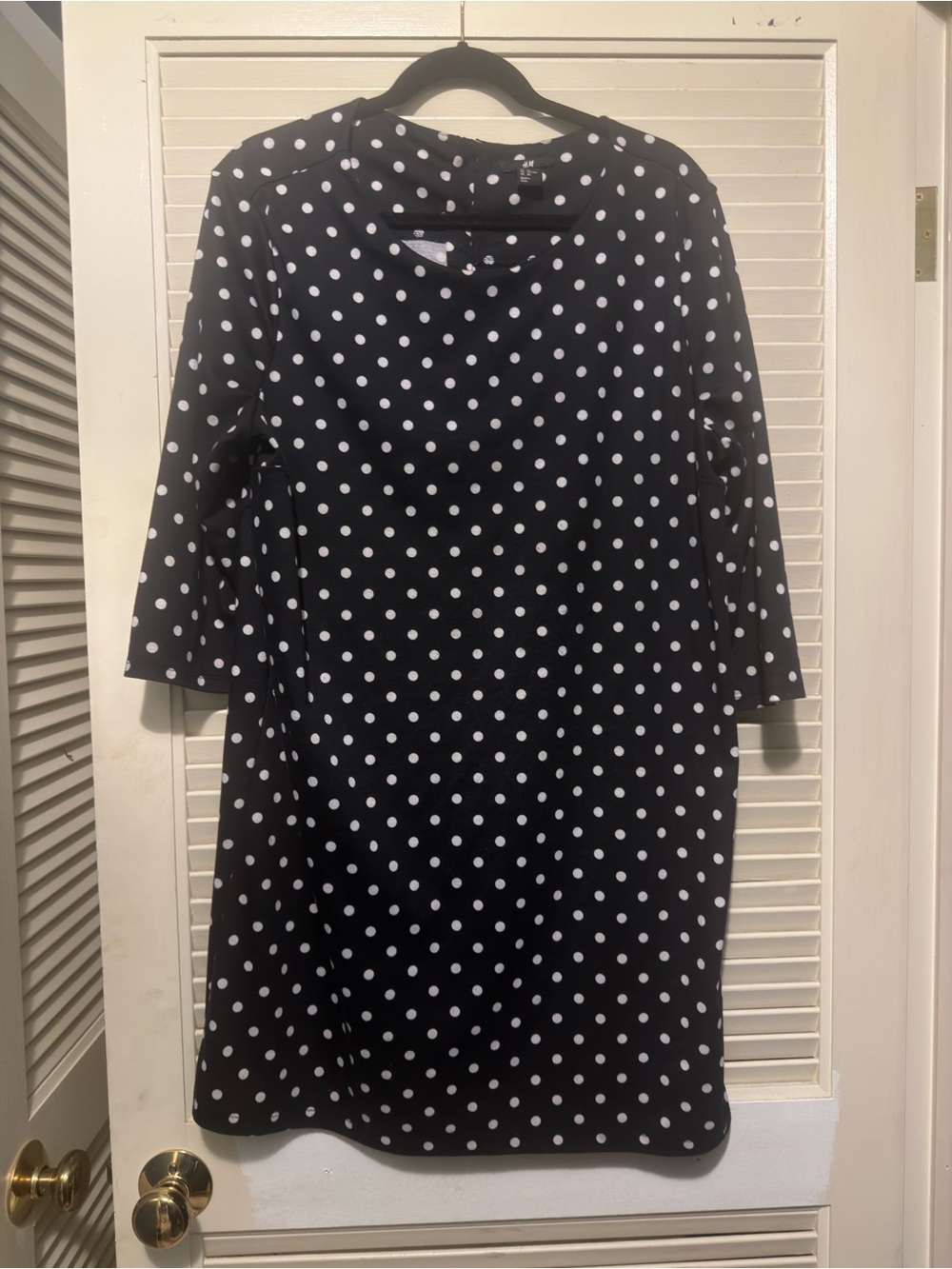 H&M Black Dress with White Polka Dots - Long Sleeve